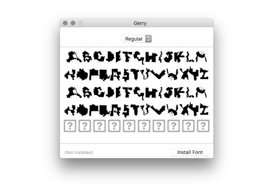 Font made from the shapes of gerrymandered districts.