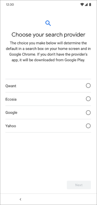 android choice screen