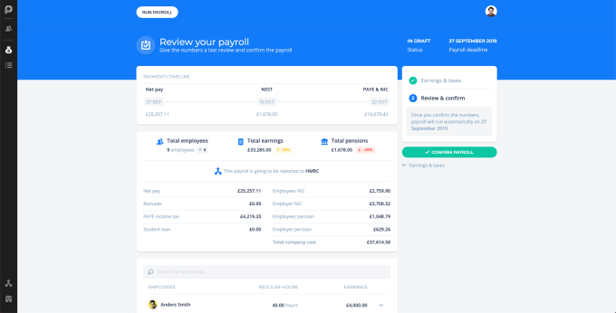 UK product run payroll confirm step unconfirmed
