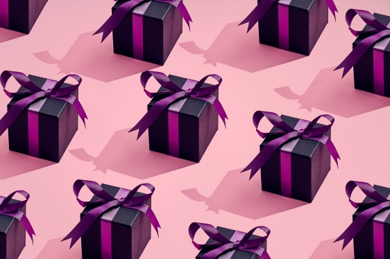 a lot of presents placed in a pattern