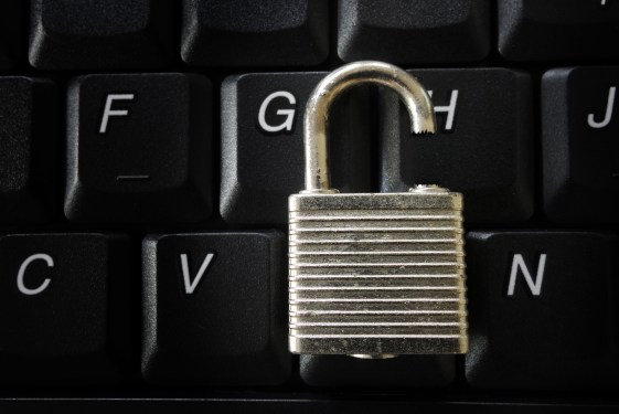 open padlock placed on keyboard