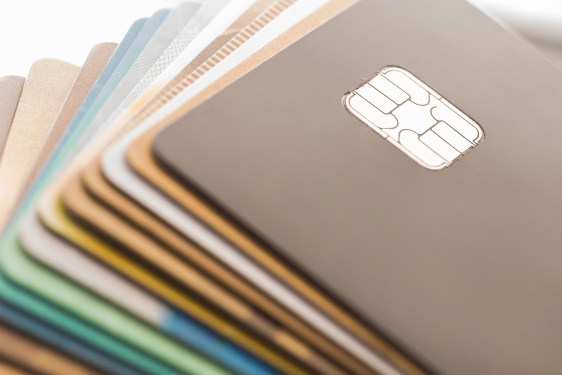 Credit cards, computer illustration.