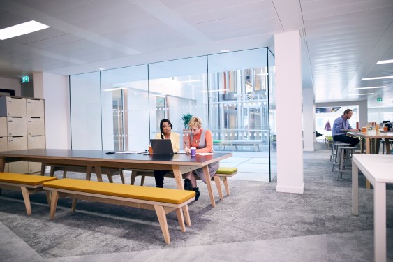 Creative businesswomen having an online meeting in conference room