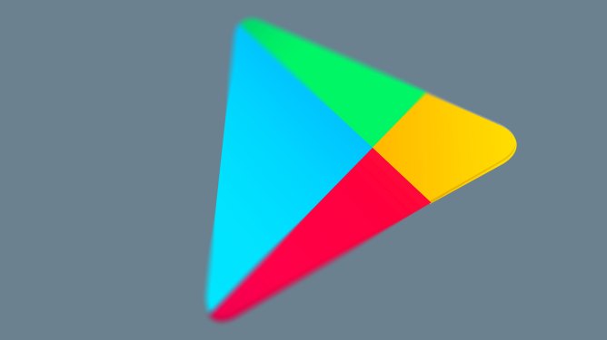 google play logo, angled