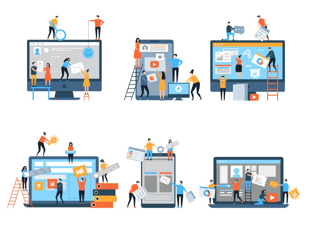 illustration of web pages under construction