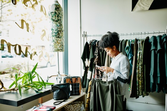 woman shopping with smartphone