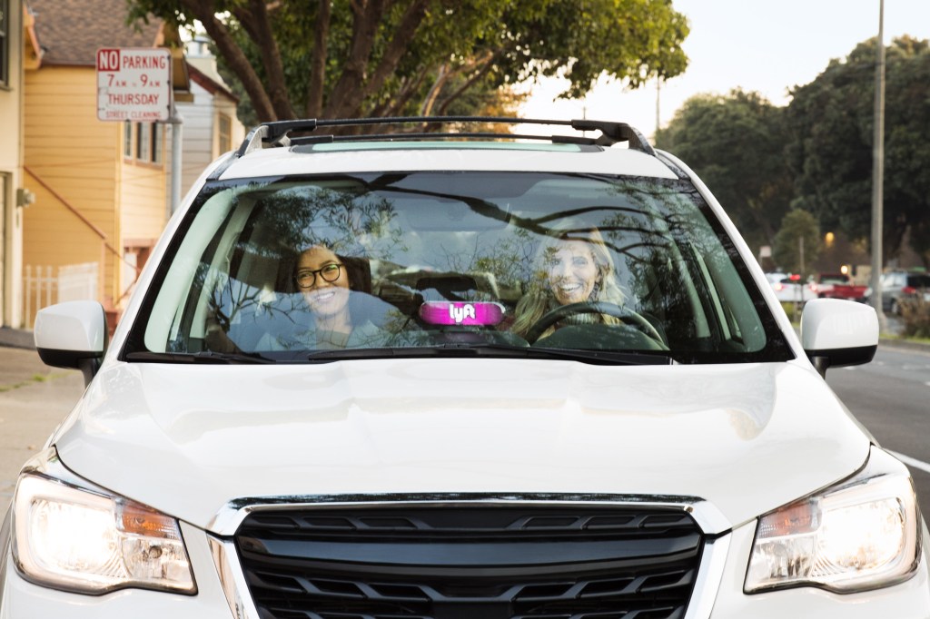 front of Lyft car