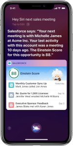 Hey Siri example in Salesforce Mobile app.