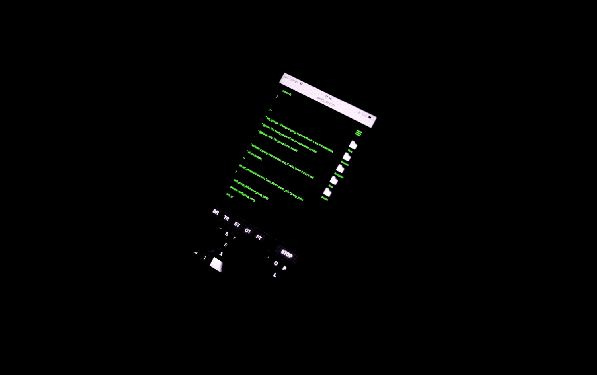 an animated GIF of someone typing on an Android keyboard, with green text, in total darkness. only the phone is visible.
