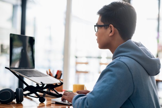 man using laptop