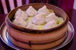 Shanghai style soup dumplings served steamed in restaurant in Chinatown.
