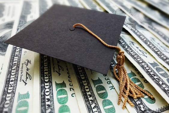 Graduation cap on money