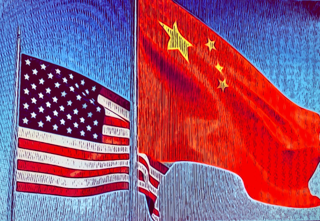USA and China flags flying (illustration)