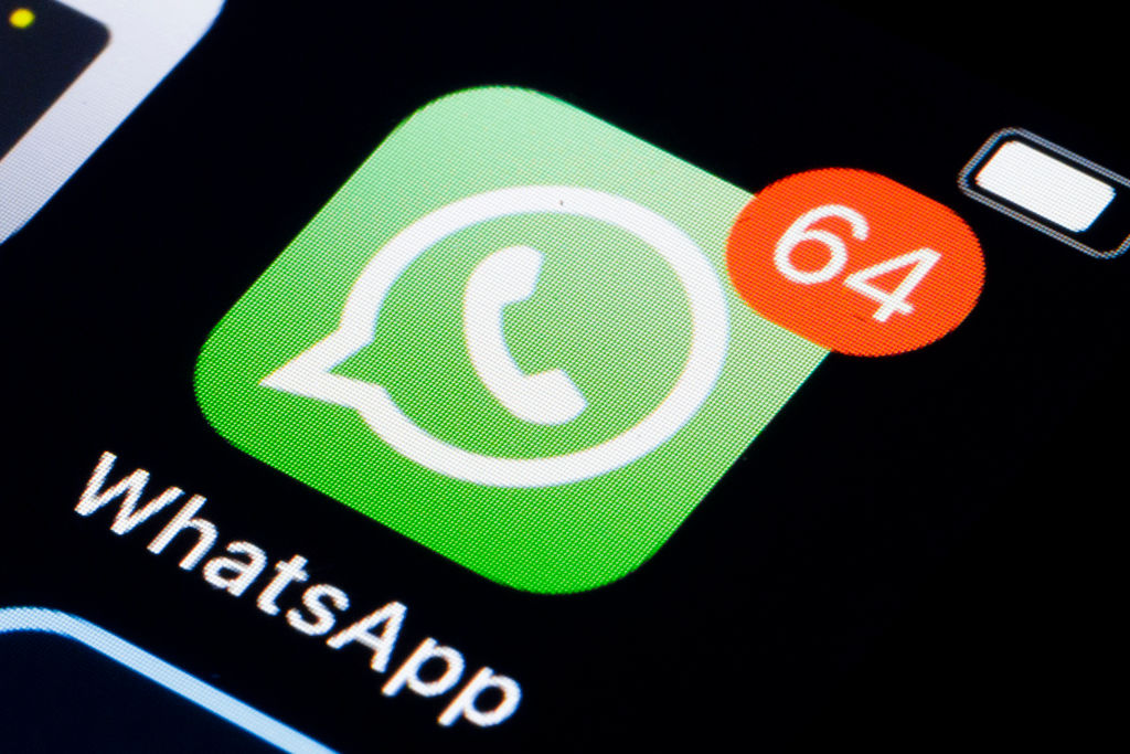 WhatsApp icon on a phone screen