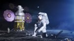 An astronaut works on the lunar surface in this CG illustration.