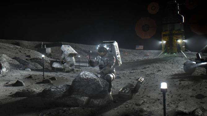 NASA Artemis program, depiction of astronaut on the lunar surface