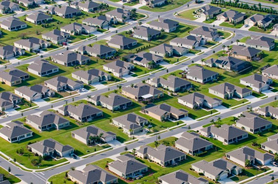 Aerial view of home housing development
