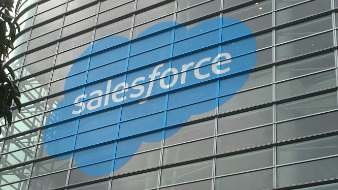 Salesforce logo on Moscone Center