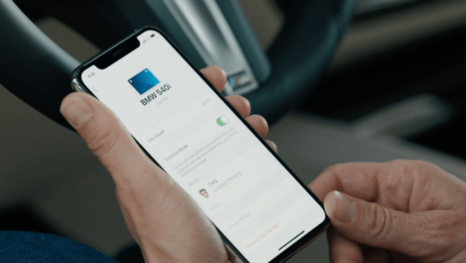Apple digital car key on smartphone