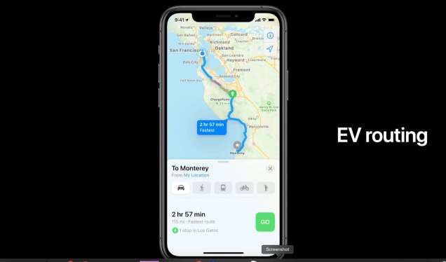 apple maps EV