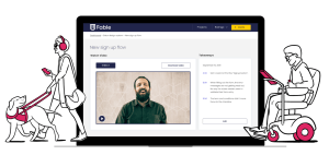 Screenshot of a user interview page on Fable’s crowdtesting platform, with illustrations of people passing by.