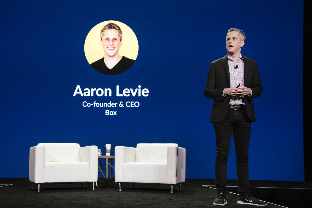 Aaron Levie, chief executive officer and co-founder of Box Inc., speaks during the BoxWorks 2019 Conference at the Moscone Center in San Francisco, California, U.S., on Thursday, Oct. 3, 2019. BoxWorks brings together leaders across the technology sector to define the future of work and build digital-first companies. Photographer: Michael Short/Bloomberg via Getty Images