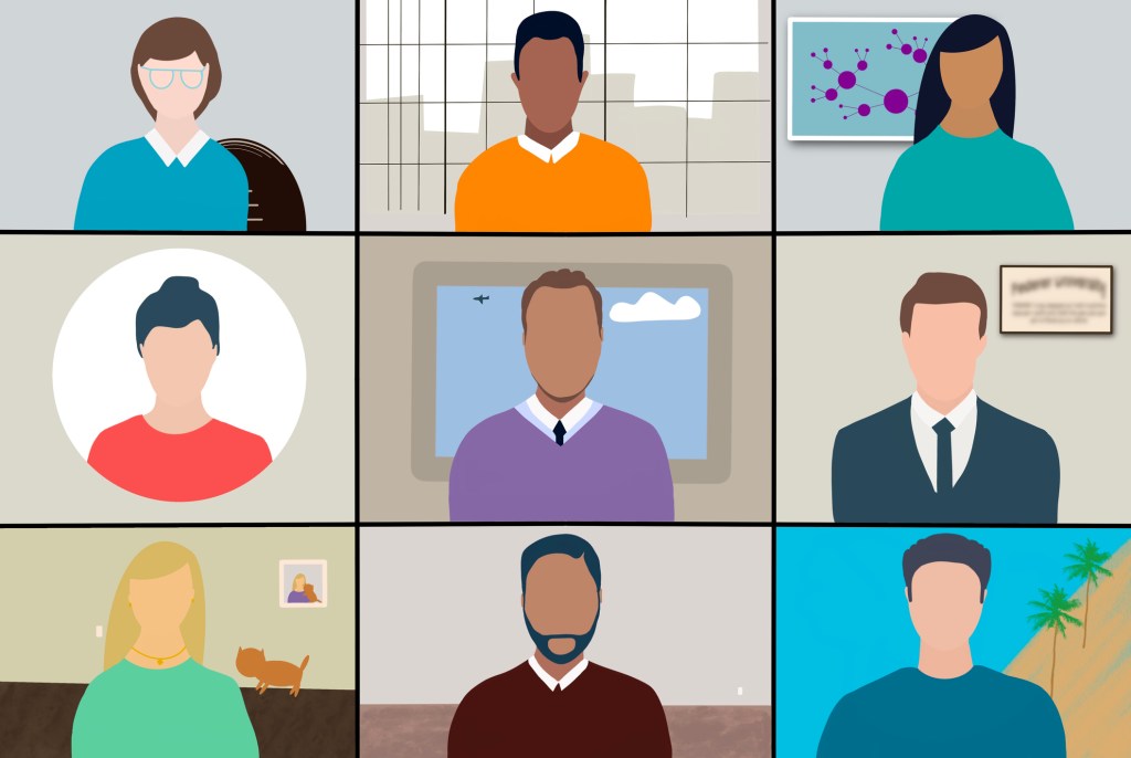 Modern day teleconfrence view illustration