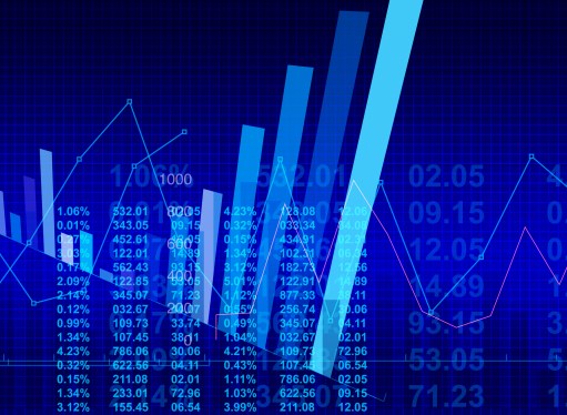 Financial graphs illustration with numbers overlaying it