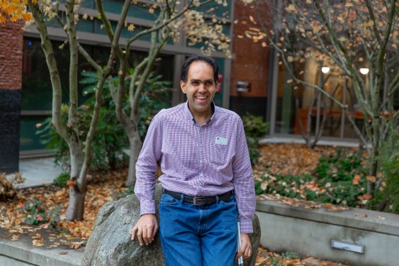 Seeing AI Engineer Saqib Shaikh photographed at Studio C on the Microsoft campus