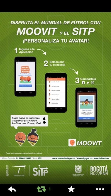 Moovit screen in Bogota, Colombia