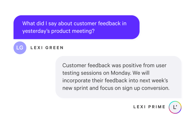 Luther.ai search results recalling what person said at meeting the other day about customer feedback.