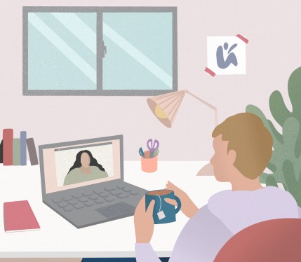 Working and talking to using computer