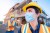 masked construction worker
