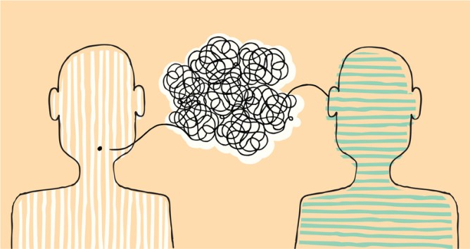Communication between two people.