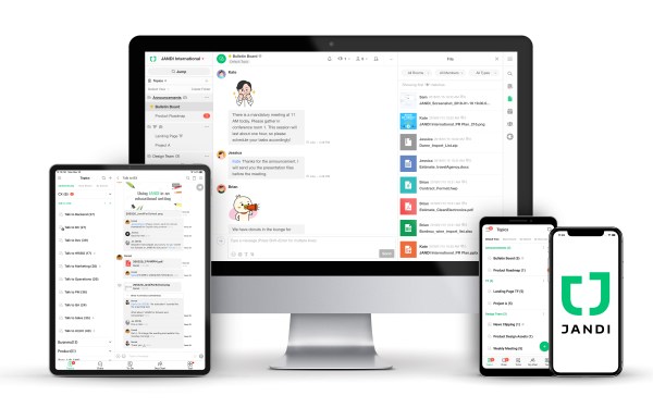 Product images of JANDI, South Korea-based Toss Lab's enterprise collaboration platform