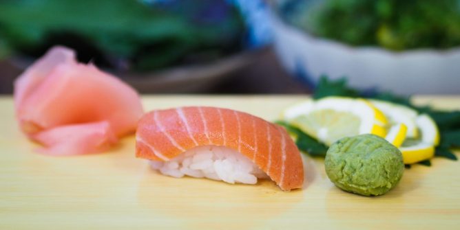 Image of WildType's sushi-grade, lab-grown salmon. Image Credit: Arye Elfenbein/WildType