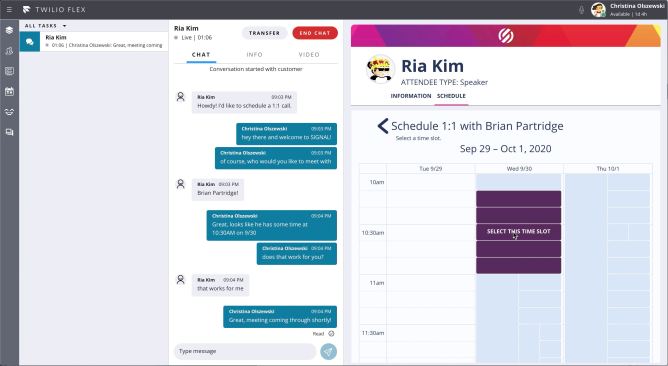 Flex agent view for Twilio Signal conference
