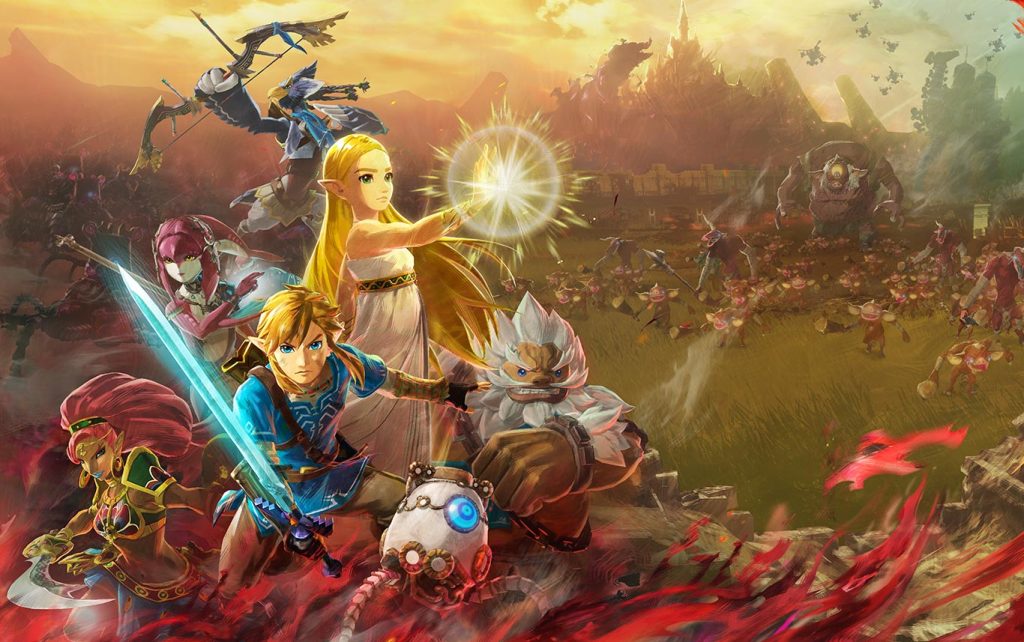 Art showing the characters of the game Hyrule Warriors Age of Calamity