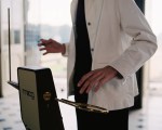 A musician playing the Theremin Claravox Centennial