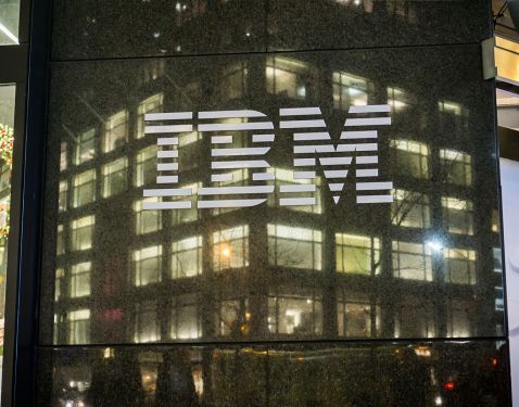 The IBM logo is seen on their building's headquarters in New York on Tuesday, December 22, 2015. (�� Richard B. Levine) (Photo by Richard Levine/Corbis via Getty Images)