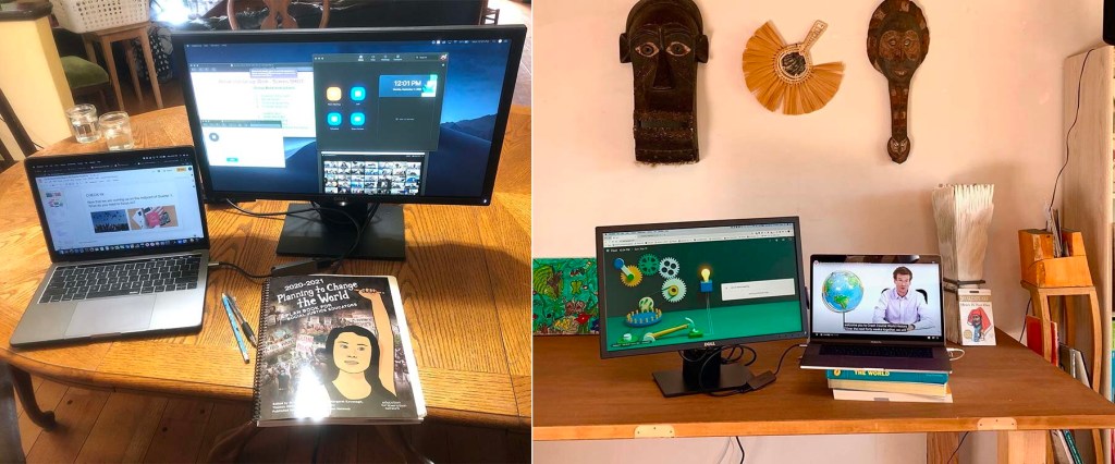 Images from teachers showing how a second screen helps them work