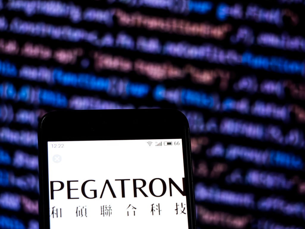 Pegatron Electronics company logo seen displayed on smart
