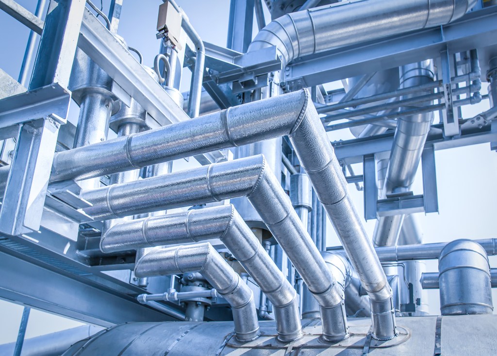 Pipeline at Industrial zone,pipe to silencer of heat recovery steam generator at power plant