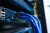 A photo of network cables in a computer server.