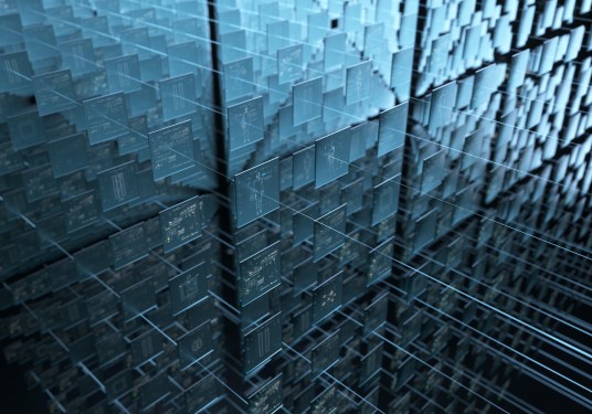 Digital generated image of data cloud server.