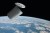 Garbage can floating in orbit around Earth