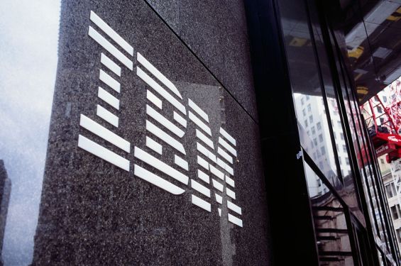 (Original Caption) New York City, New York, USA: sign outside of the IBM Building. (Photo by James Leynse/Corbis via Getty Images)