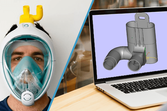 A 3D model of a ventilator. Credit: Protolabs
