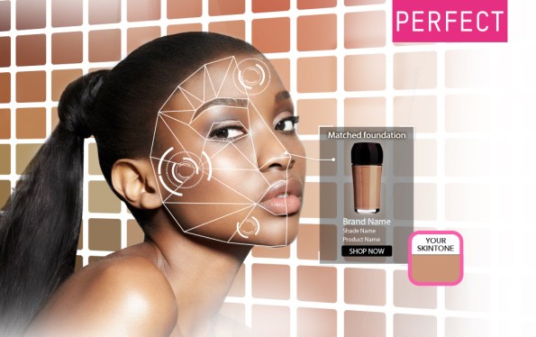 A graphic showing Perfect Corp.'s virtual foundation-matching technology