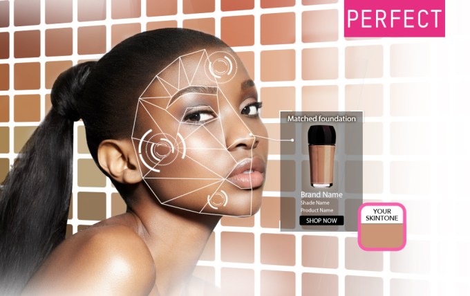 A graphic showing Perfect Corp.'s virtual foundation-matching technology